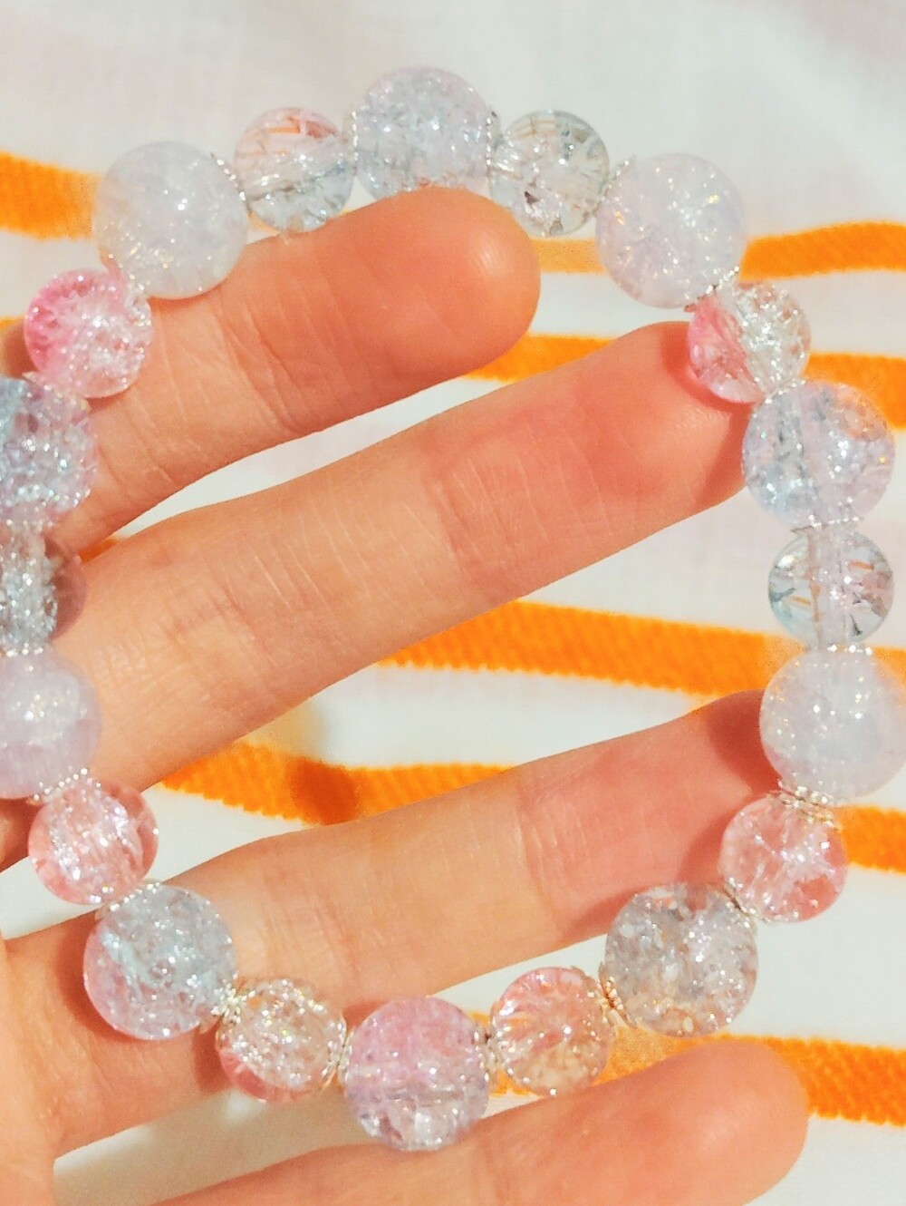 Handmade Glass Bracelet One Of A Kind. Special Premium Cotton Candy. Size 7